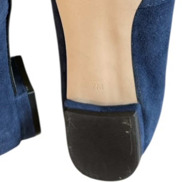 Talbots Sutton Flats Indigo Blue Square Toe Ballet Size 7M Preppy Career Causal - Picture 2 of 16